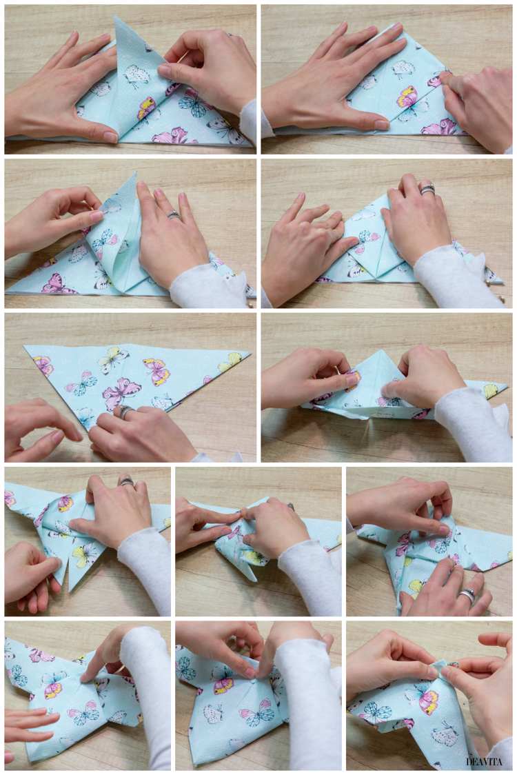 Como dobrar uma borboleta de um guardanapo de papel Instruções