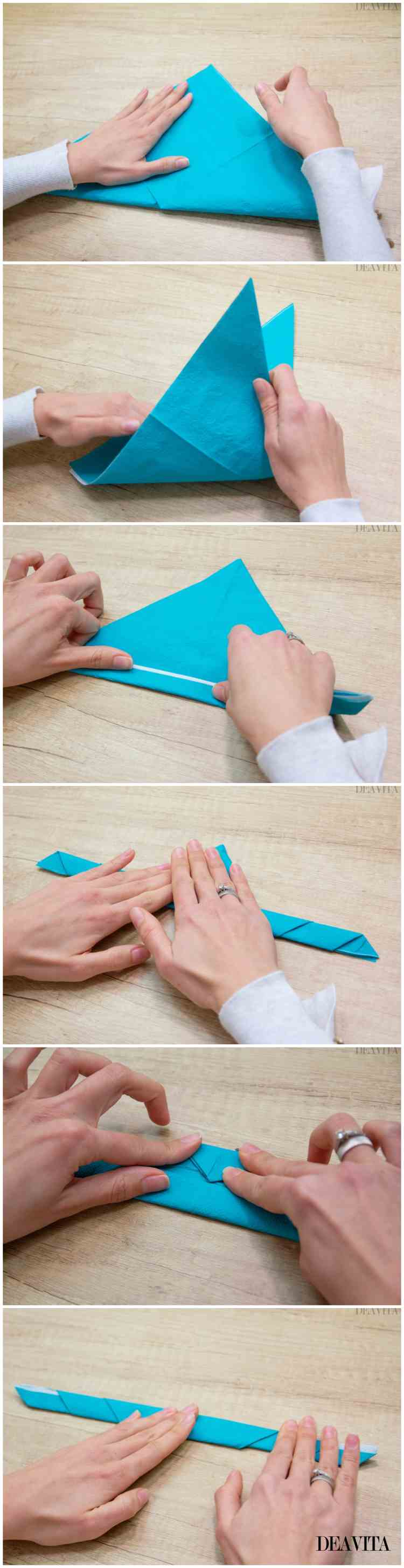 Guardanapos de papel dobram instruções simples de imagem
