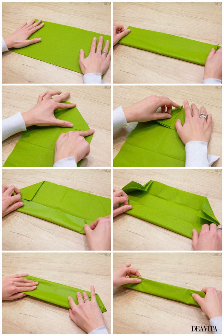 origami modular de flores de lótus verde instruções de dobramento com base
