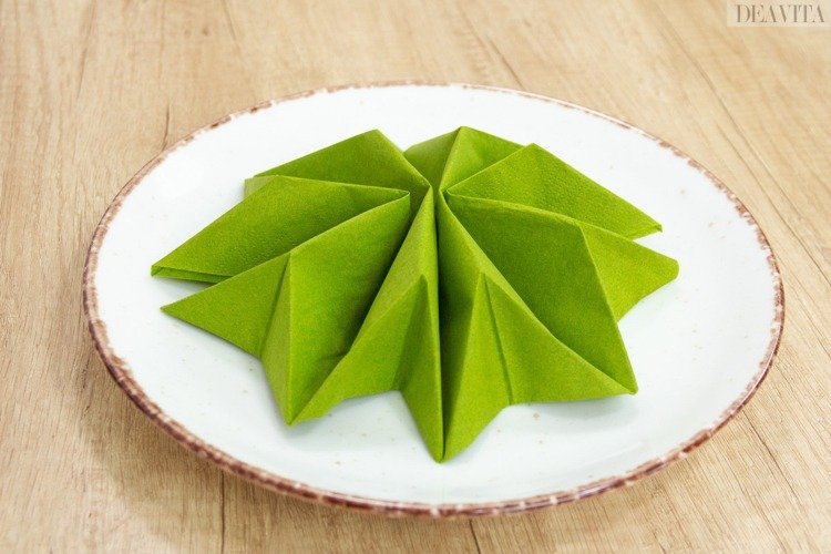 Guardanapos dobrados estrela Natal Natal guardanapo de papel verde