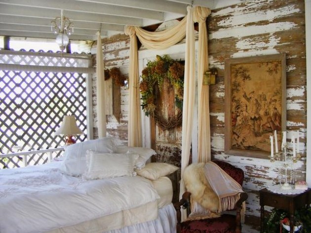 vintage-surrado-chique-parede-quarto-ripas de madeira