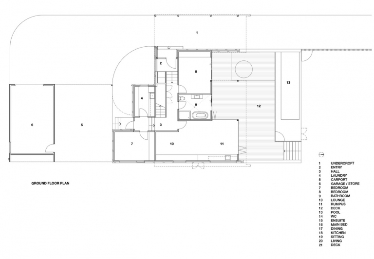 Plano de arquitetura em enxaimel, térreo