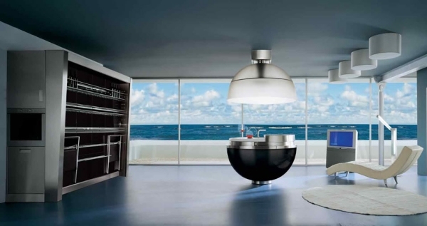 Cozinha de bolas com design futurista de soluções de cozinha - moderna Sheer