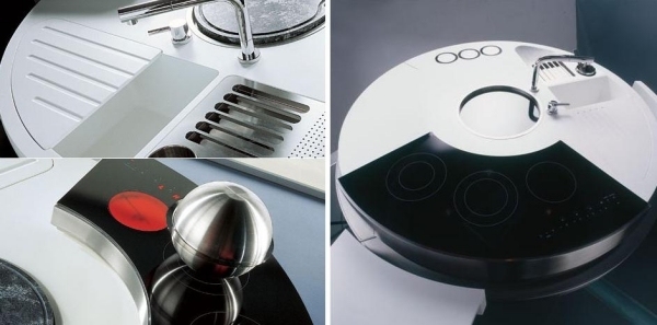 fogão esférico futurista de fibra de carbono para cozinha