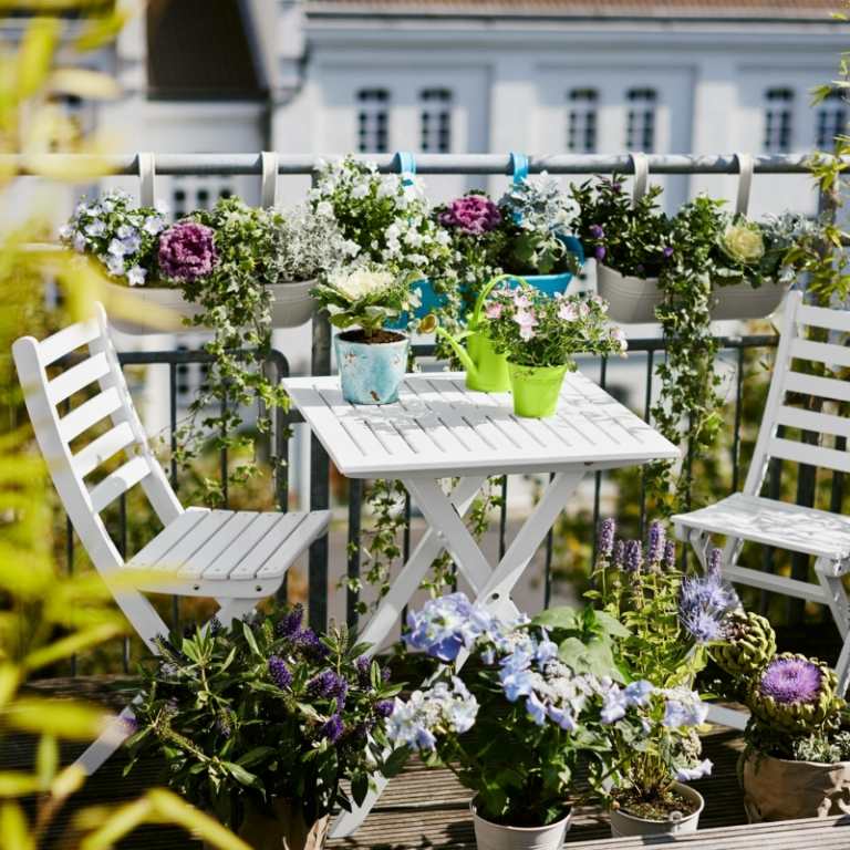 Tela de privacidade para a varanda móveis de jardim branco decoração de corrimão de flores
