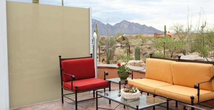 Proteção de privacidade-terraços-sicura-ke-italy-jardim-móveis-aço-assento-almofadas-laranja-vermelho