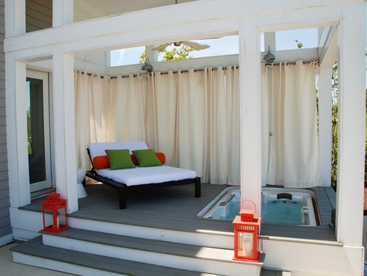 Proteção de privacidade-terraço-hidromassagem-cortina-tecido-prático-simples-lounge