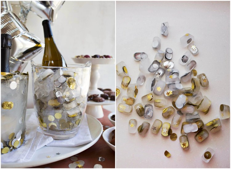 Decoração de véspera de ano novo refrigerador de champanhe caseiro cubos de gelo acrílico ouro prata
