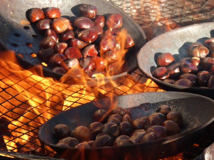 Desfrute de castanhas quentes castanhas saudáveis ​​no outono