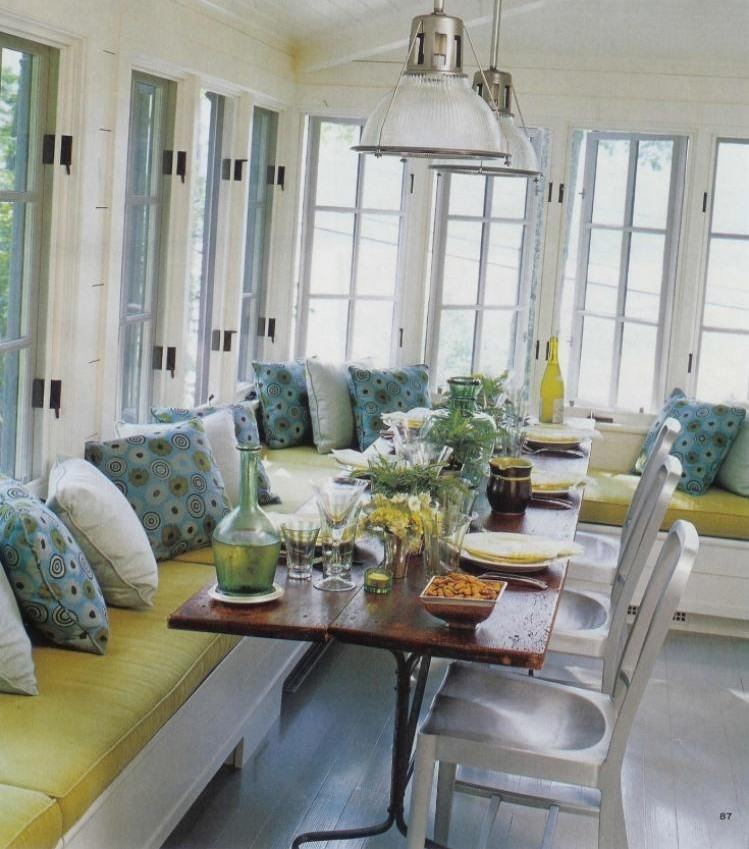 banco-sala-de-jantar-construa-você-mesmo-almofadas-assento-almofadas-verde-turquesa-vintage-mesa de jantar