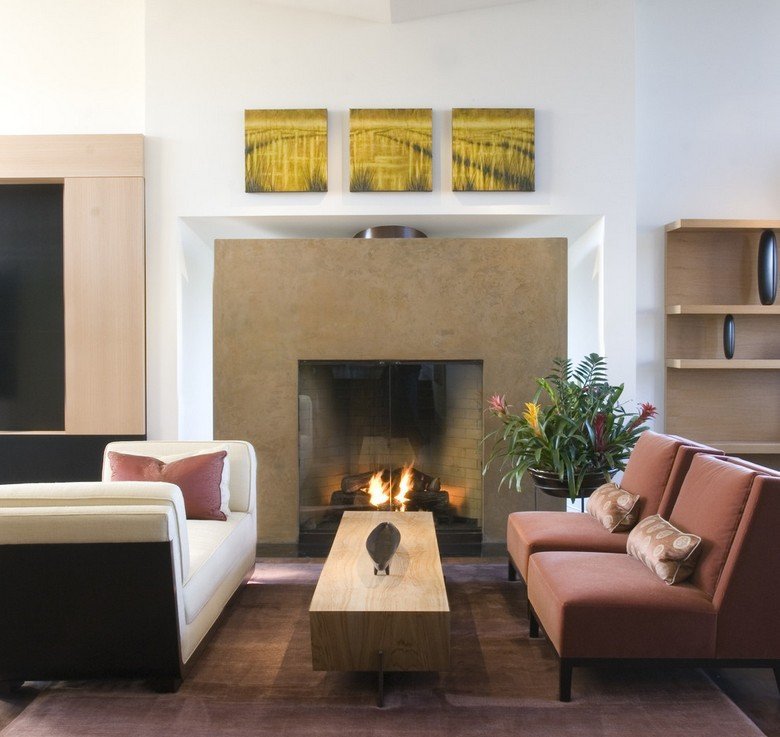 Área de estar-lareira-metal-vidro-design moderno