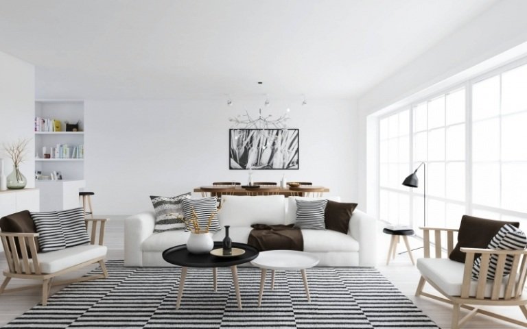Escandinavo-idéias-móveis-sala-branco-preto