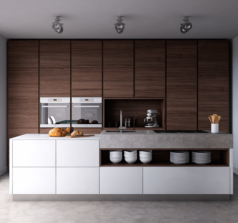 Cozinha Escandinavo moderno mobiliário minimalista Armário de madeira Cozinha Tendências de vida