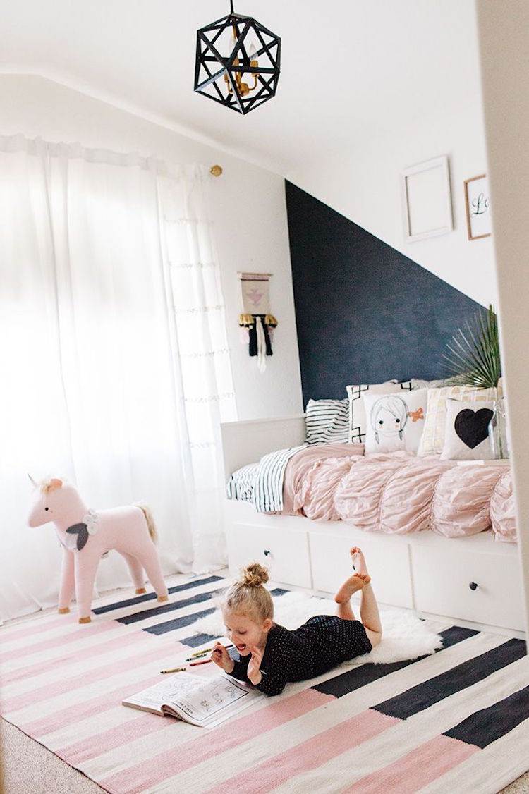 tapete-escandinavo-design-tecido-quarto infantil-rosa-branco-preto