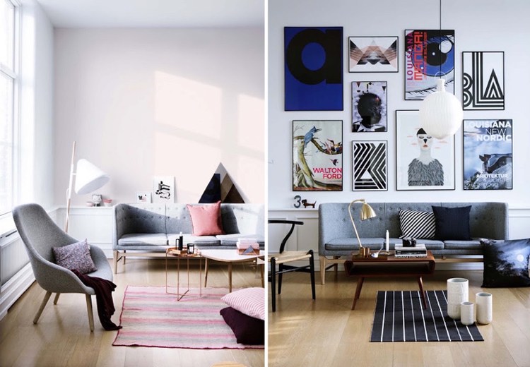 tapete-escandinavo-design-tecido-moderno-cinza-sofá-corredor