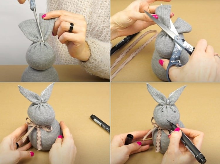 Decoração fofa para a Páscoa - faça coelhos com meias sem costurar