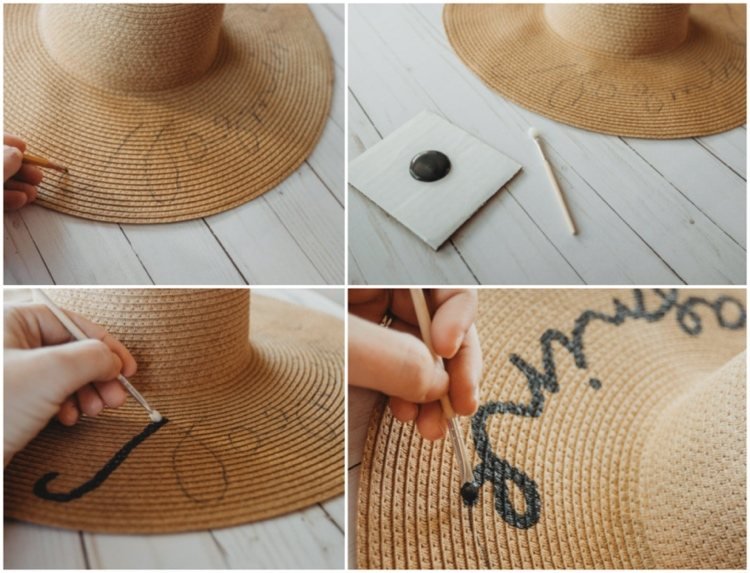 Pinte você mesmo o chapéu de verão com um pincel de esponja de sombra