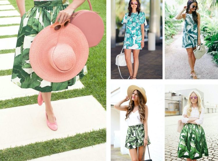 Roupas de verão com estampas frescas de folhas tropicais verdes