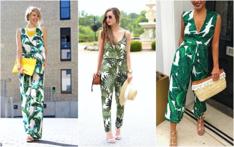 Ideias de roupas de verão para mulheres com um macacão de visual tropical