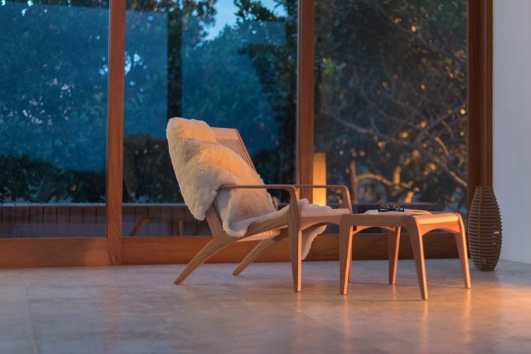assento móveis verão gisele poltrona têxtil pele de madeira
