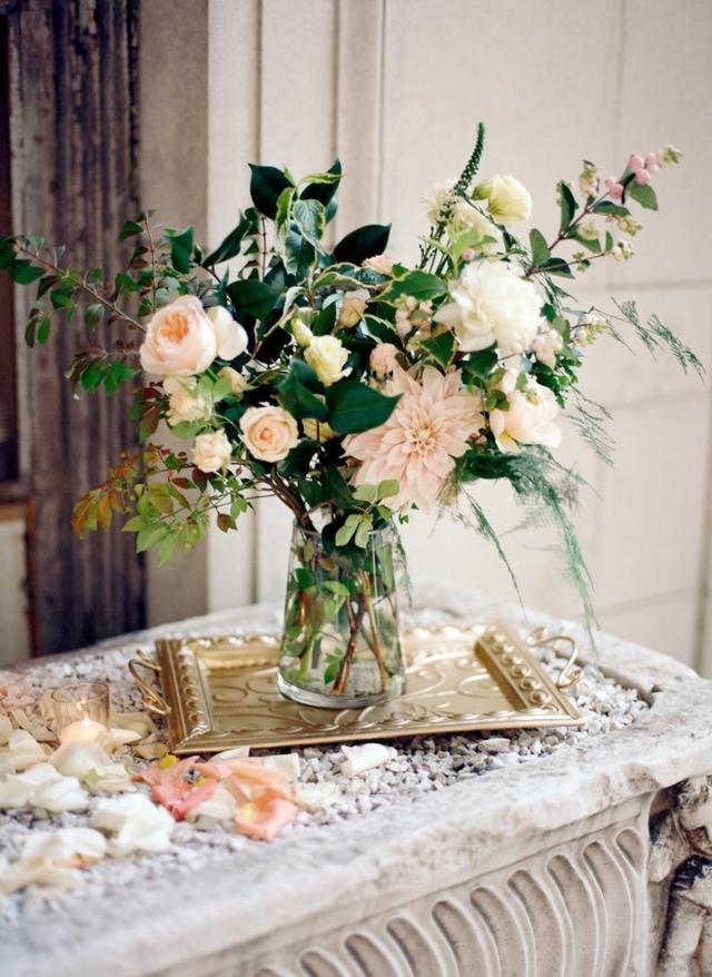 decoração de mesa de casamento de verão buquê de bandeja de vidro de vaso vintage