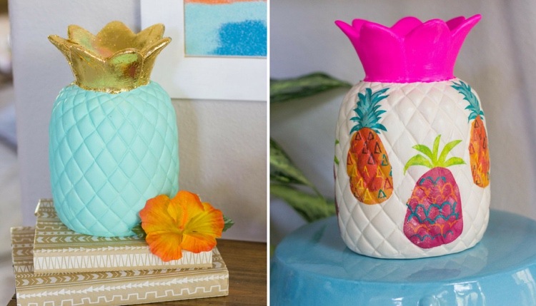 Decoração de verão para a ideia DIY de interiores com um vaso para pintar