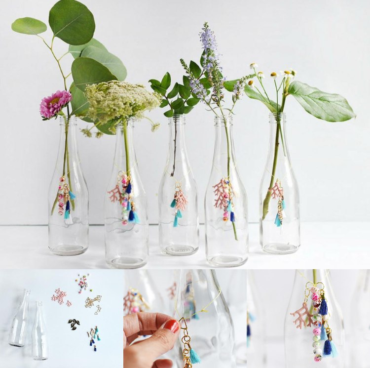 Decoração de verão em ideias de vasos de vidro com flores sazonais