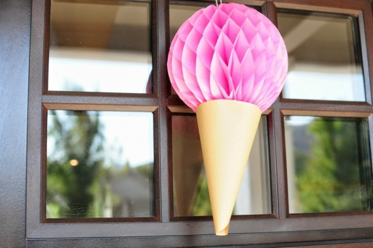 faça você mesmo a decoração de verão bolsa de sorvete funileiro papel porta rosa