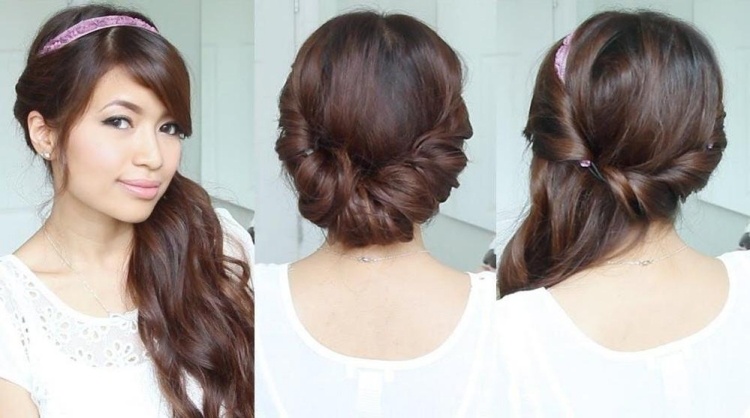 penteados de verão-cabelo-faixa-idéias-chignon-cabelo-usado-de lado