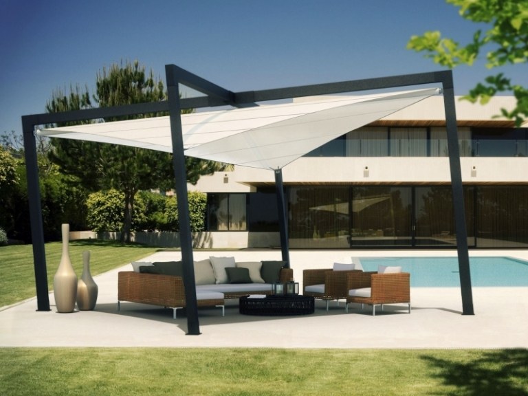 Proteção solar-terraço-cobertura-toldo-construção-moderno