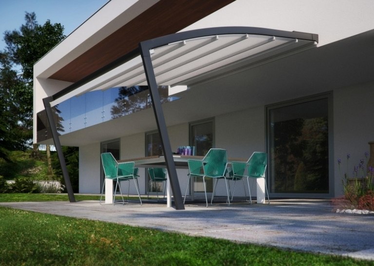 Cobertura de terraço com proteção solar-idéias-modernas-cobertura de tecido de alumínio