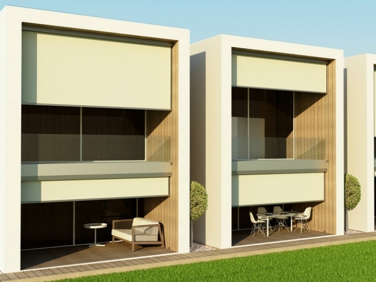 Casa geminada com proteção solar terraço persiana