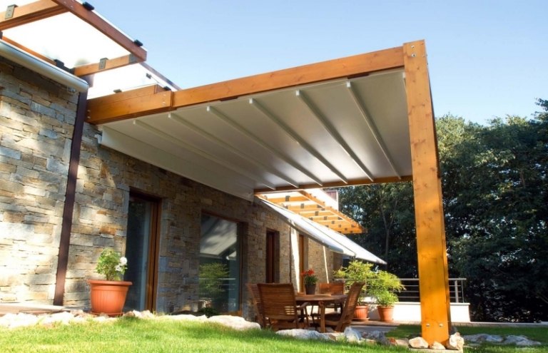 Idéias de moldura de madeira para terraço com proteção solar