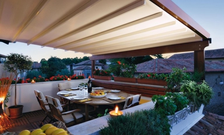 Proteção solar-terraço telhado-ideias-moderno-madeira