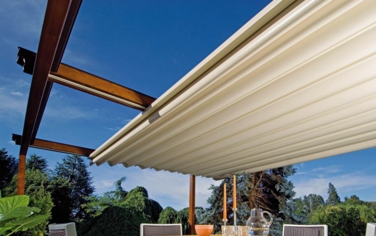 Proteção solar-terraço telhado-rollable-pergola-wood-electronic