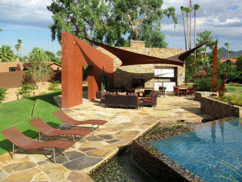 Proteção solar - terraço com cobertura - piscina - design moderno