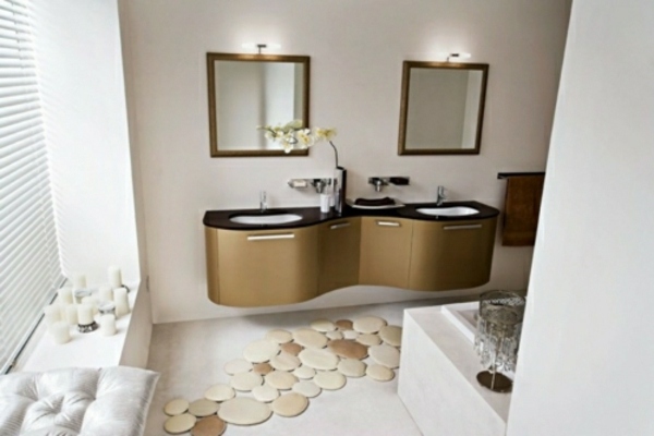 moderno-branco-marrom-banheiro-carpete-redondo-pia-armário