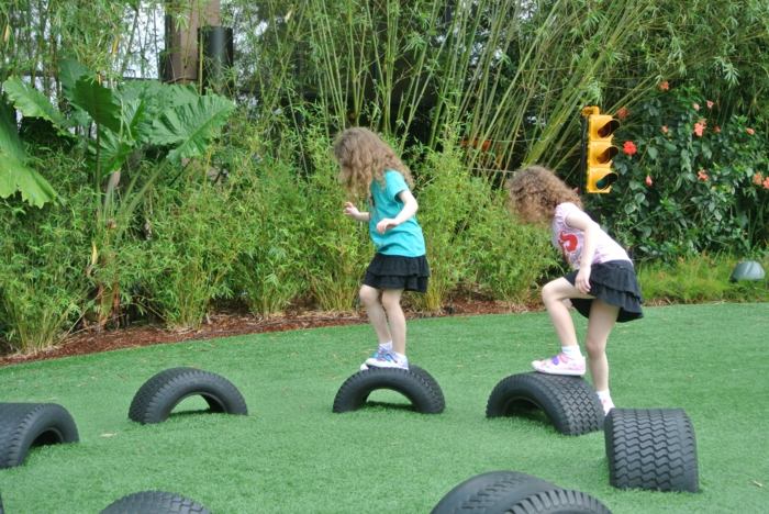 Sistema de escalada de jardim para equipamentos lúdicos, faça você mesmo os pneus