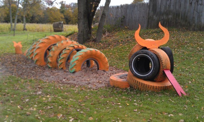 Dragões de sistema de escalada de jardim de equipamentos de jogo fazem você mesmo pneus velhos
