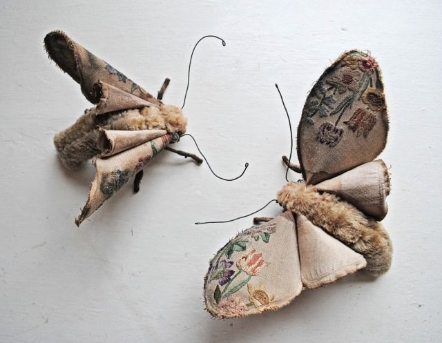 borboletas artesanais reciclando restos de fios