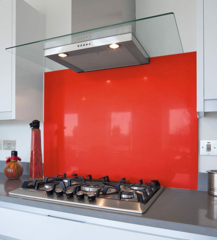 Respingo guarda-fogão-plexiglass-plástico-colorido-vermelho-brilhante-capô-decoração-garrafa-pedreiro-armários de cozinha de vidro