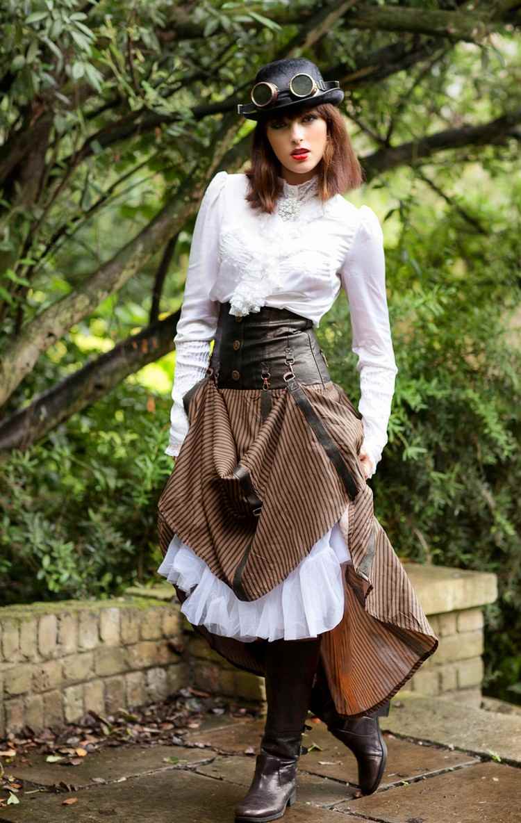 chapéu steampunk roupas femininas rock corpete