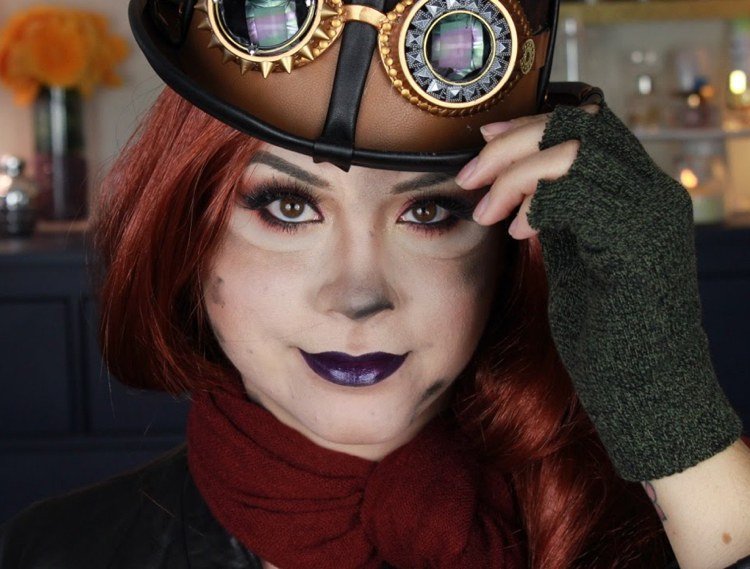 Ideias de maquiagem de carnaval para mulheres em maquiagem piloto estilo steampunk
