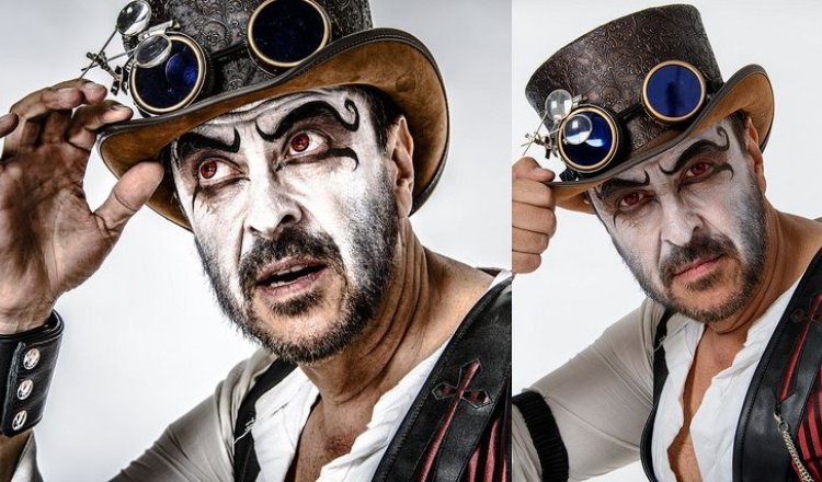 Idéias de maquiagem Steampunk para homens enfatizam os olhos