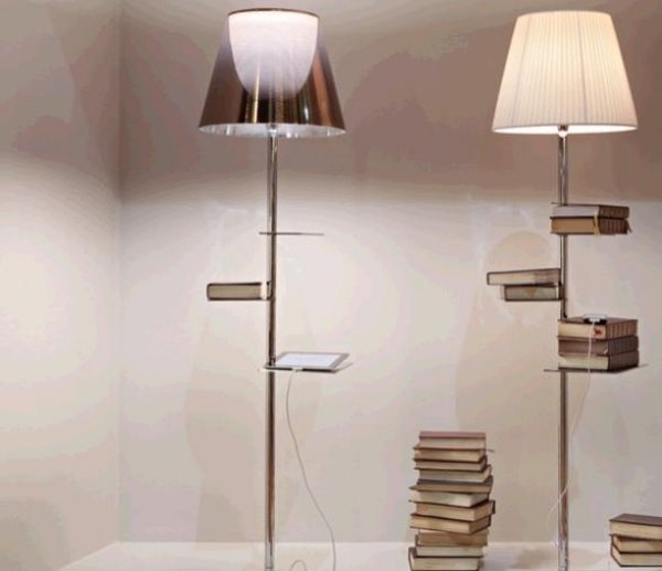candeeiro de pé em aço inoxidável integrado design clássico prateleiras-flos