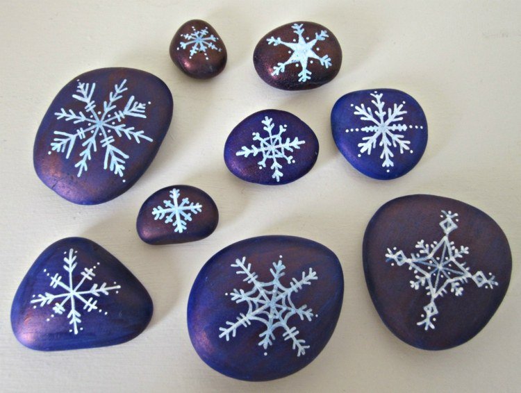 pintar pedras contas brilhar flocos de neve design romântico