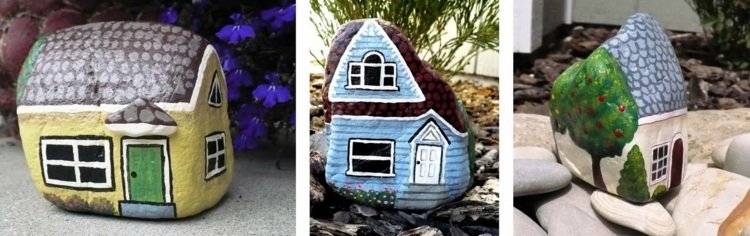 casas de pintura de pedra projetam decoração de jardim original