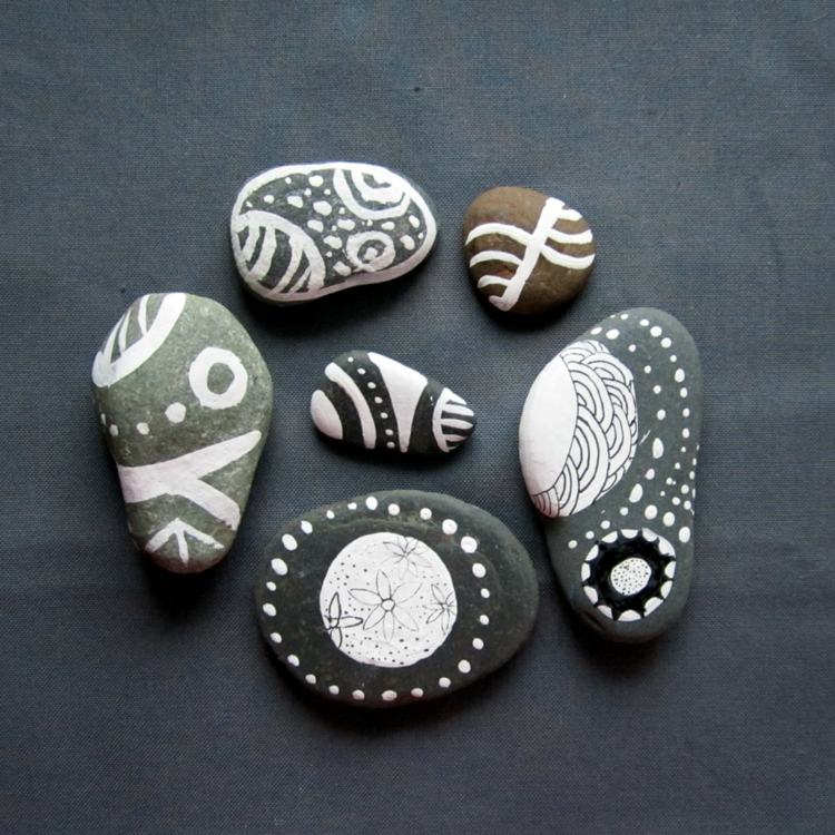 pintura pedras padrão idéias branco cinza design