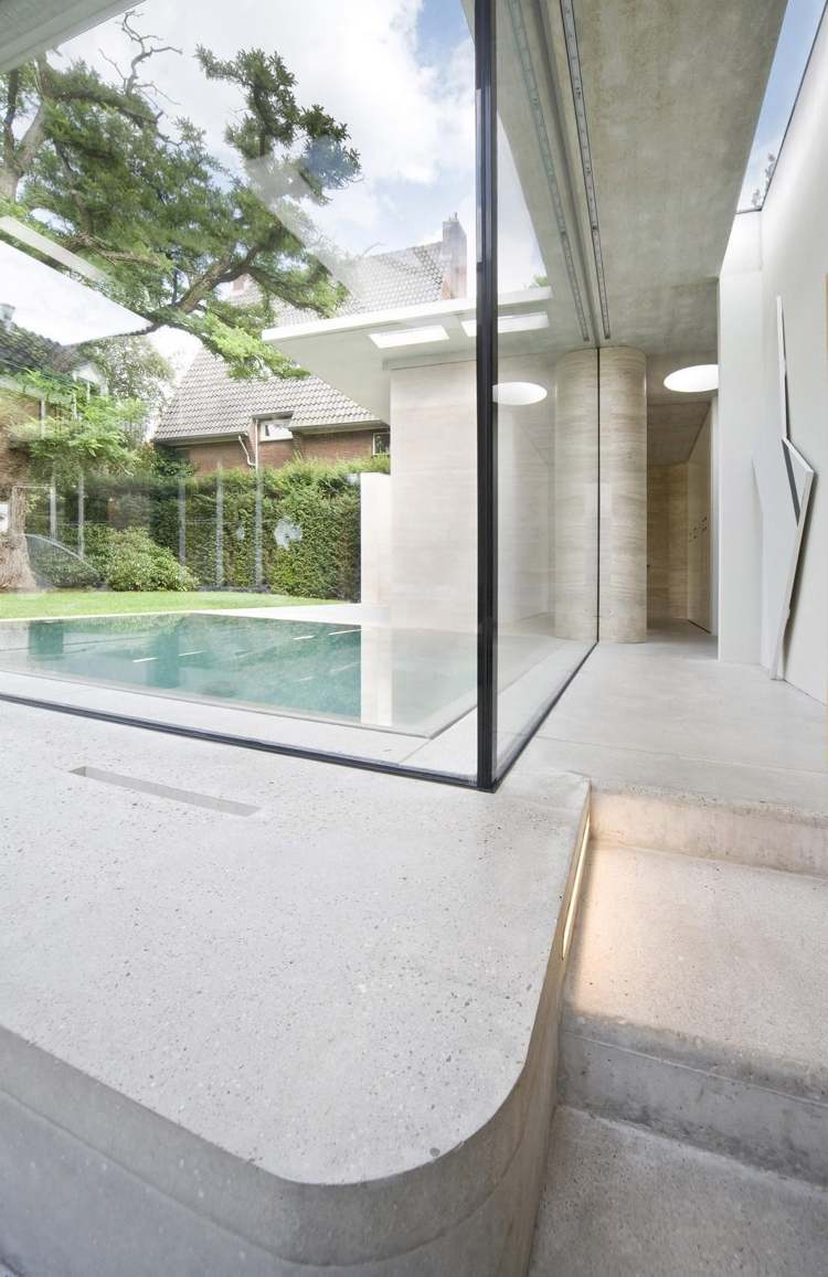 Revestimento de pedra para parede de pedra calcária parede de vidro tela de privacidade para piscina externa