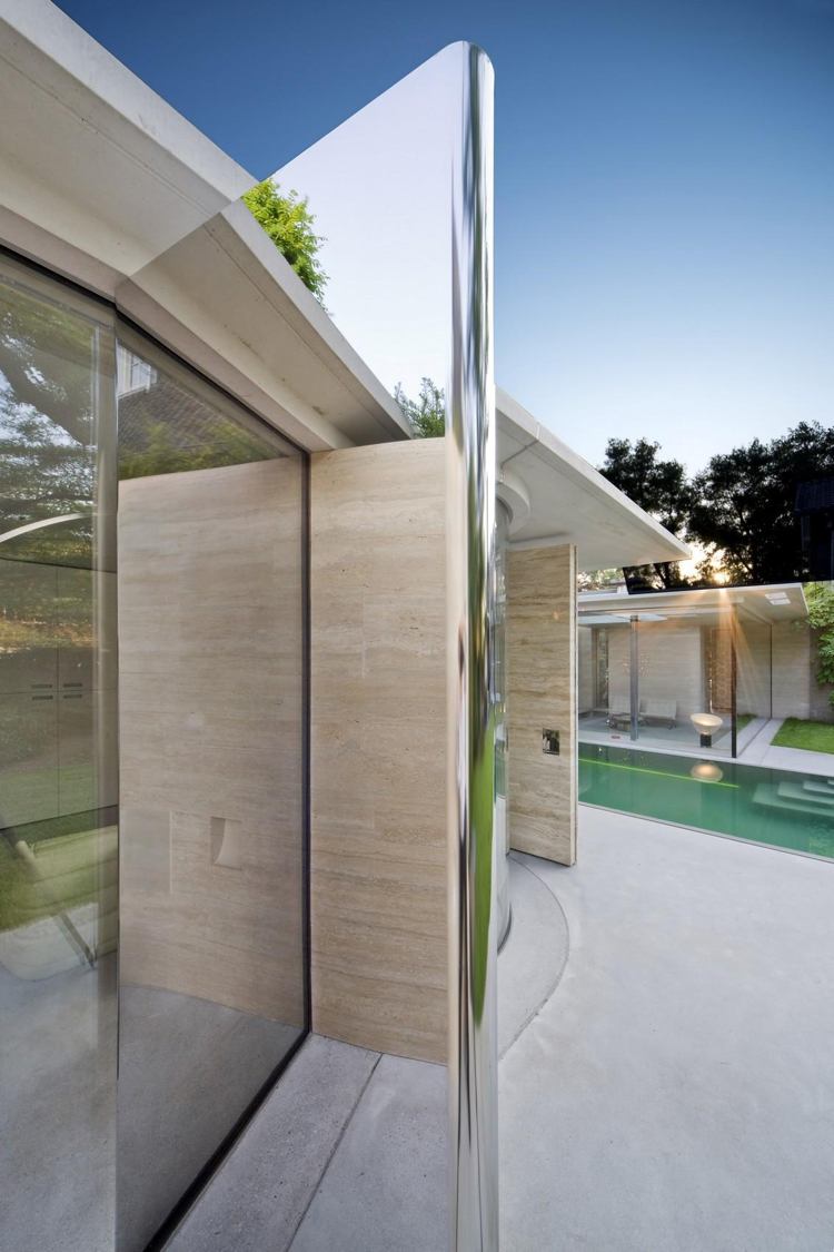 revestimento de pedra da parede de pedra calcária externa luz do espelho design moderno